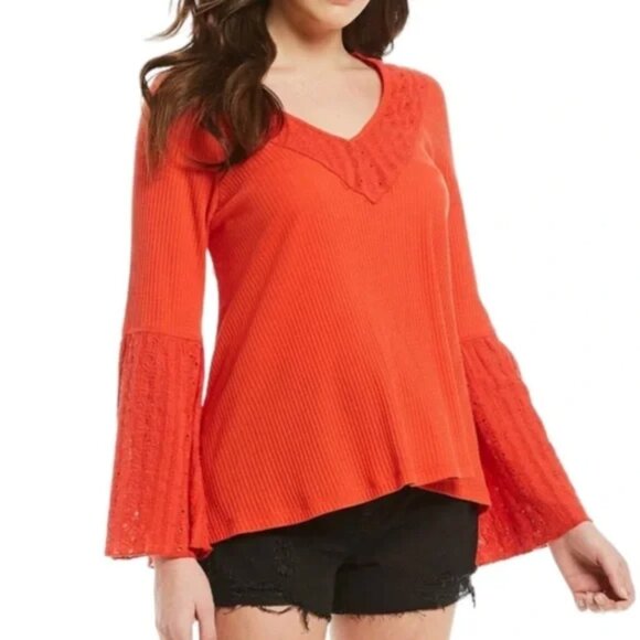 Free People ladies Parisian Nights Blouse Top small red  boho fairy ob6921813 - Picture 1 of 14